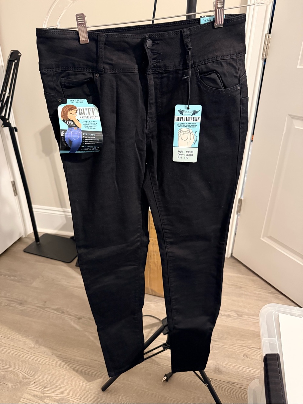 Womens Olive & Black Stretch Jeans - Picture 4 of 7